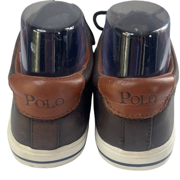 Polo Ralph Lauren Boys 7 Vaughn Brown Sneaker Leather Lace Up Round Toe Preppy - Picture 5 of 10